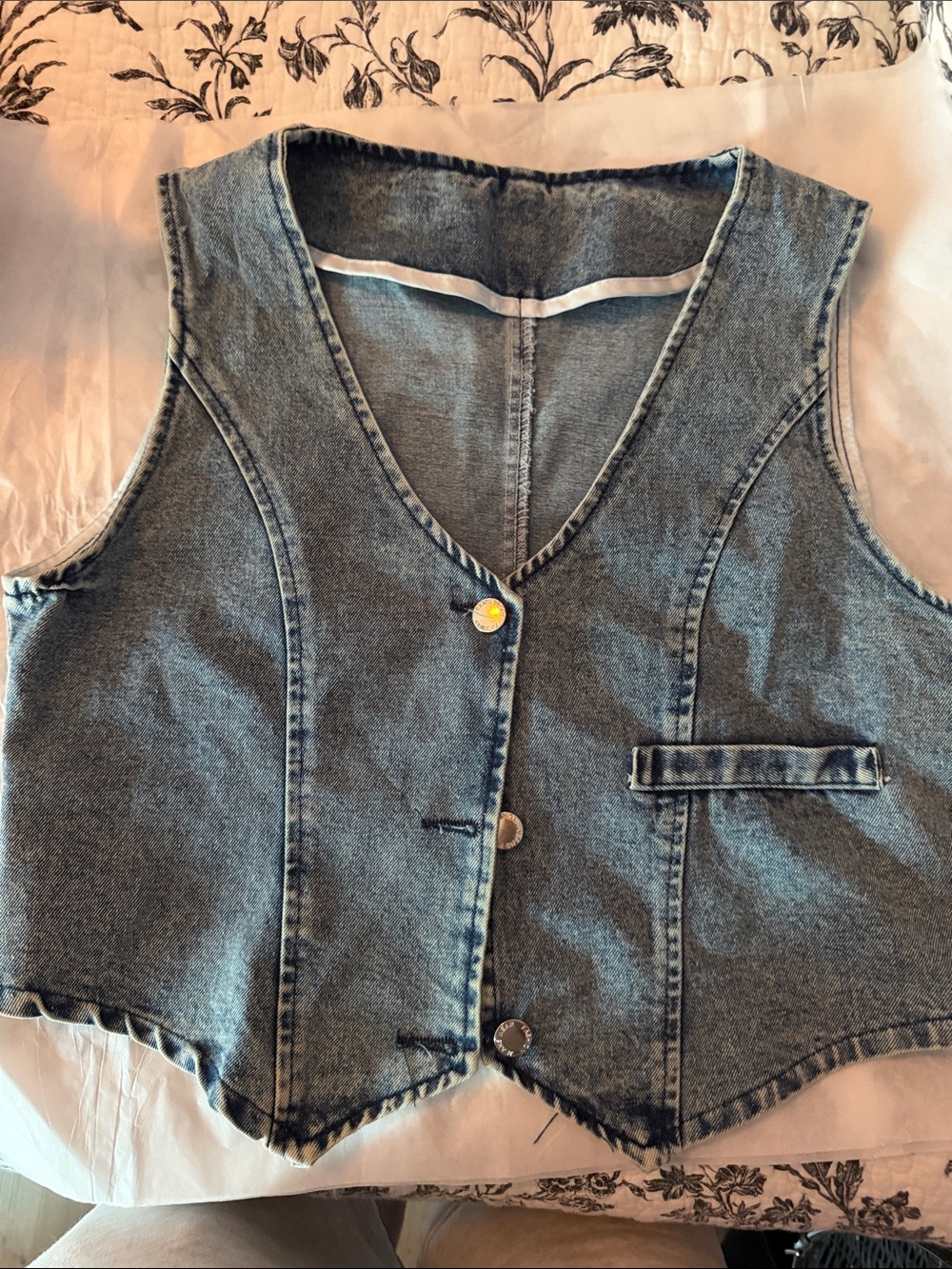 Vintage-Inspired Denim Vest with Button Front